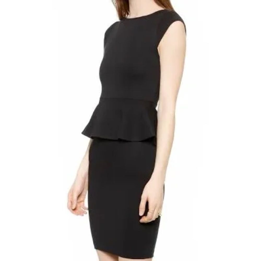 Alice + Olivia Employed Peplum Cap Sleeve Mini Dress in Black | Size 6